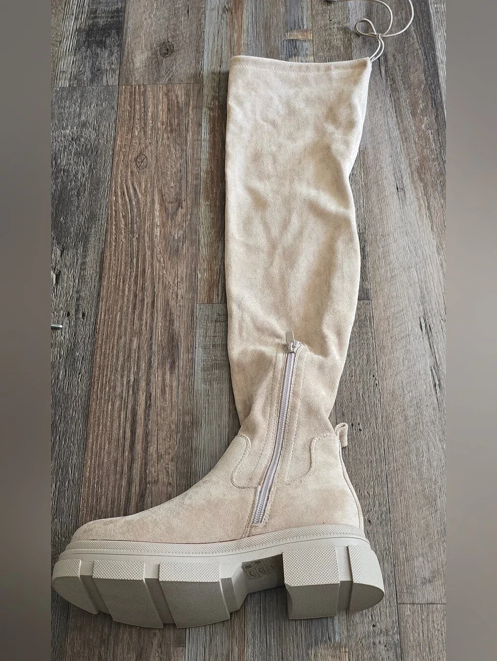 Tan Suede Thigh High Boots Sz 37 NWOT